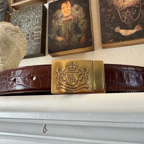 Ralph Lauren Accessories - Ralph Lauren Square Crest Leather Belt